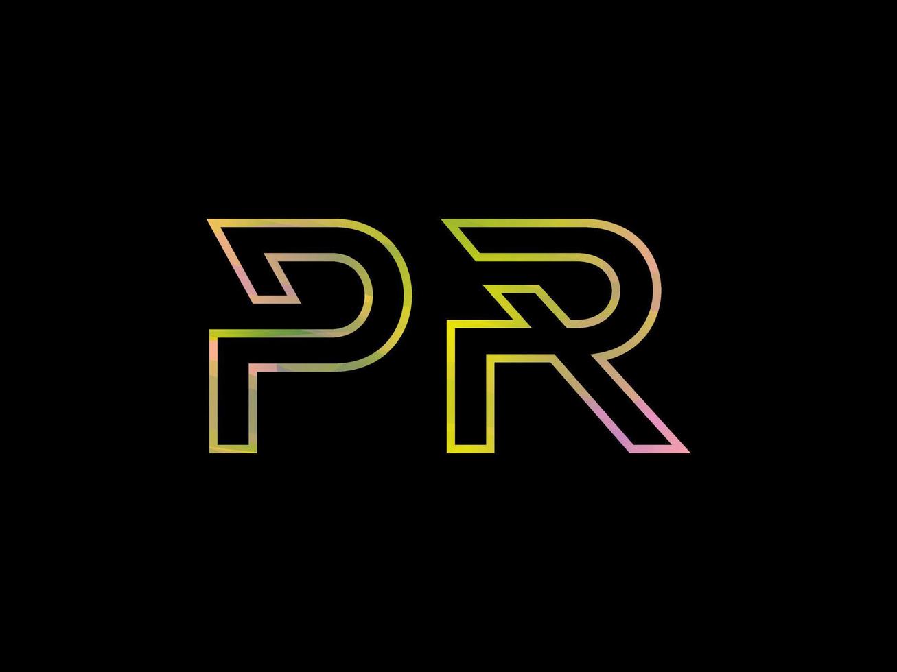 pr brief logo met kleurrijk regenboog structuur vector. pro vector. vector