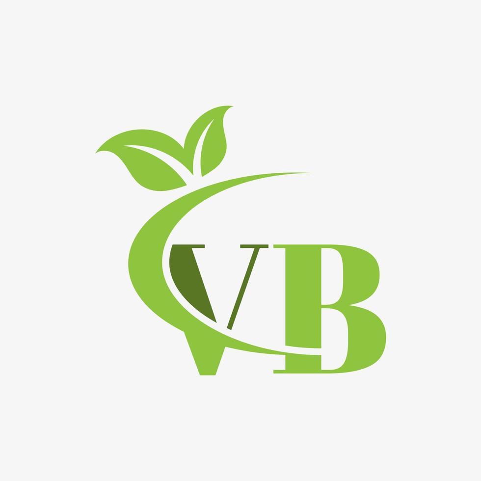 vb brief logo met swoosh bladeren icoon vector. pro vector. vector