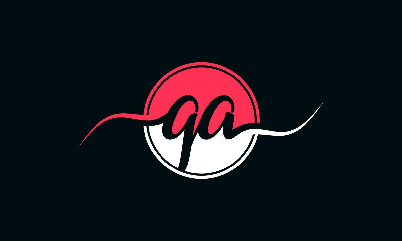 eerste qa brief logo met binnen cirkel in wit en roze kleur. pro vector. vector