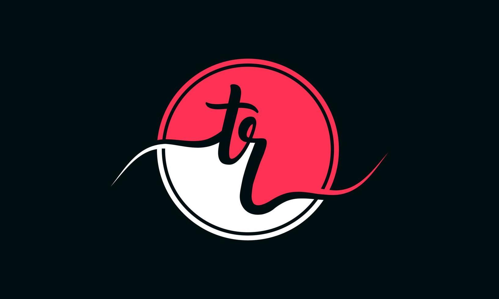 eerste tr brief logo met binnen cirkel in wit en roze kleur. pro vector. vector