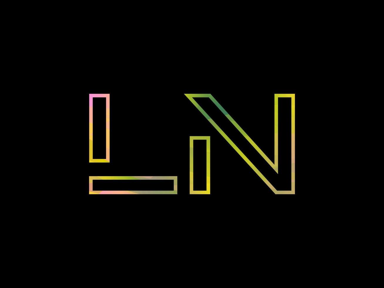 ln brief logo met kleurrijk regenboog structuur vector. pro vector. vector