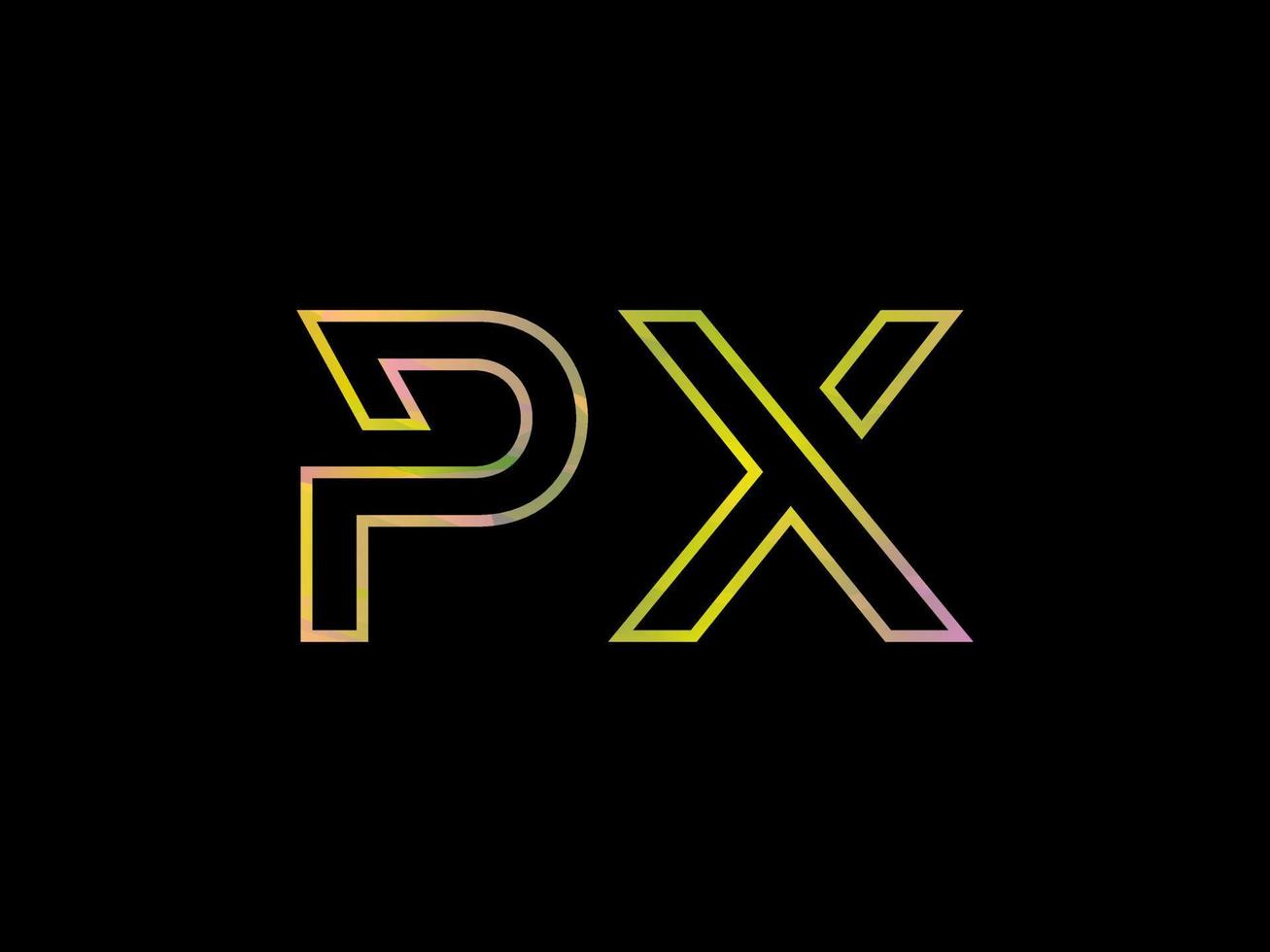 px brief logo met kleurrijk regenboog structuur vector. pro vector. vector