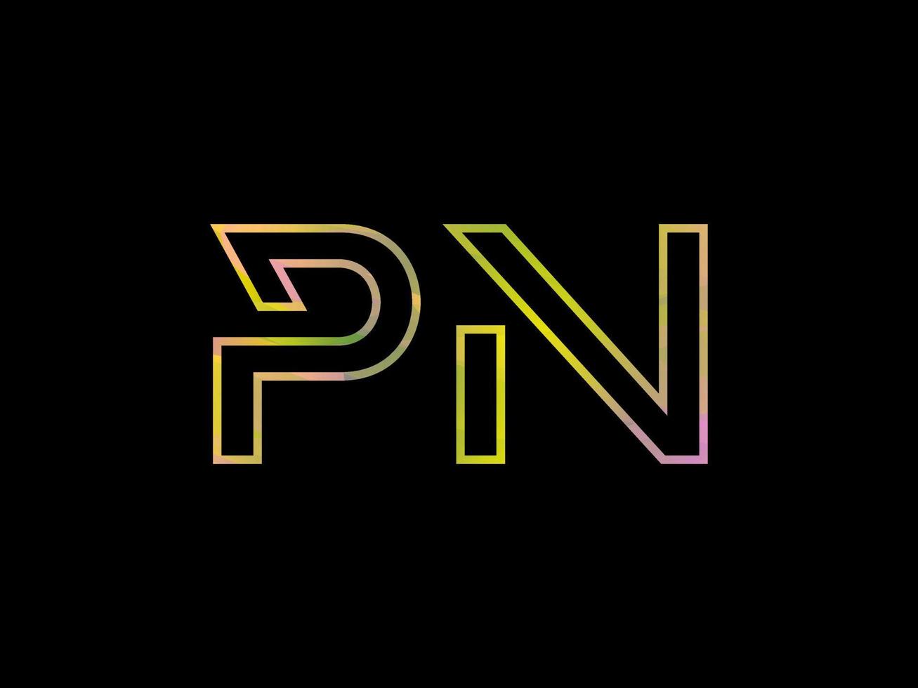 pn brief logo met kleurrijk regenboog structuur vector. pro vector. vector
