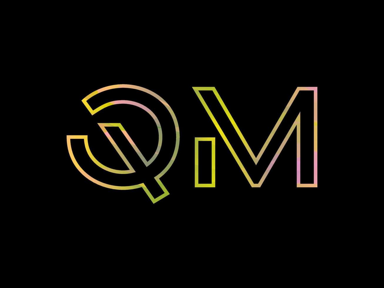 qm brief logo met kleurrijk regenboog structuur vector. pro vector. vector