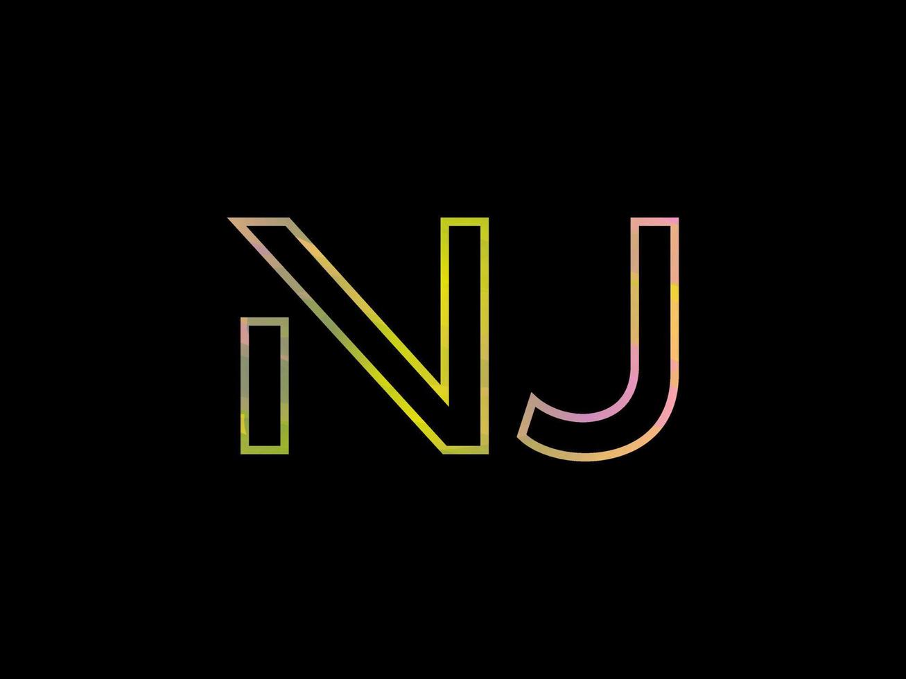 nj brief logo met kleurrijk regenboog structuur vector. pro vector. vector