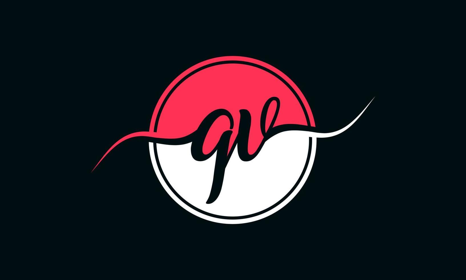 eerste qv brief logo met binnen cirkel in wit en roze kleur. pro vector. vector