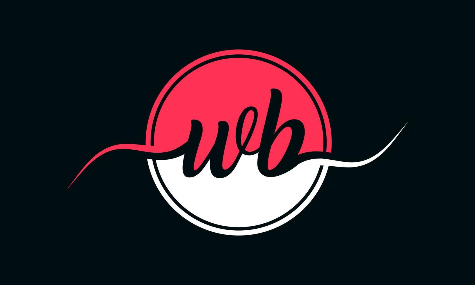 eerste wb brief logo met binnen cirkel in wit en roze kleur. pro vector. vector