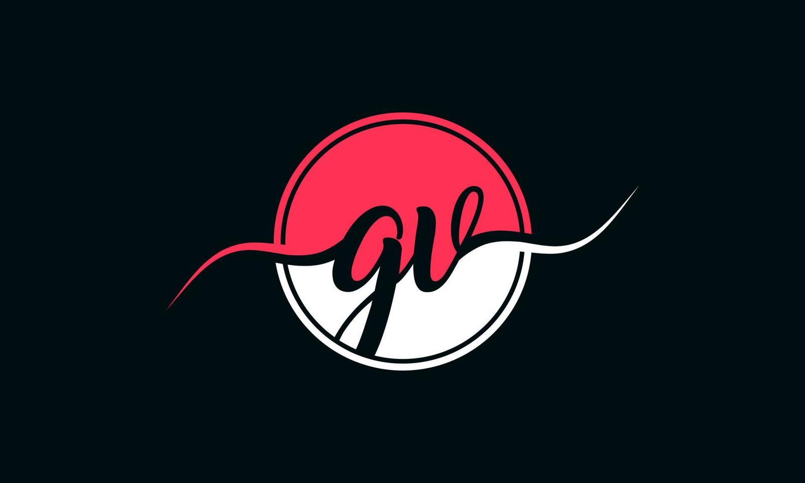eerste gv brief logo met binnen cirkel in wit en roze kleur. pro vector. vector