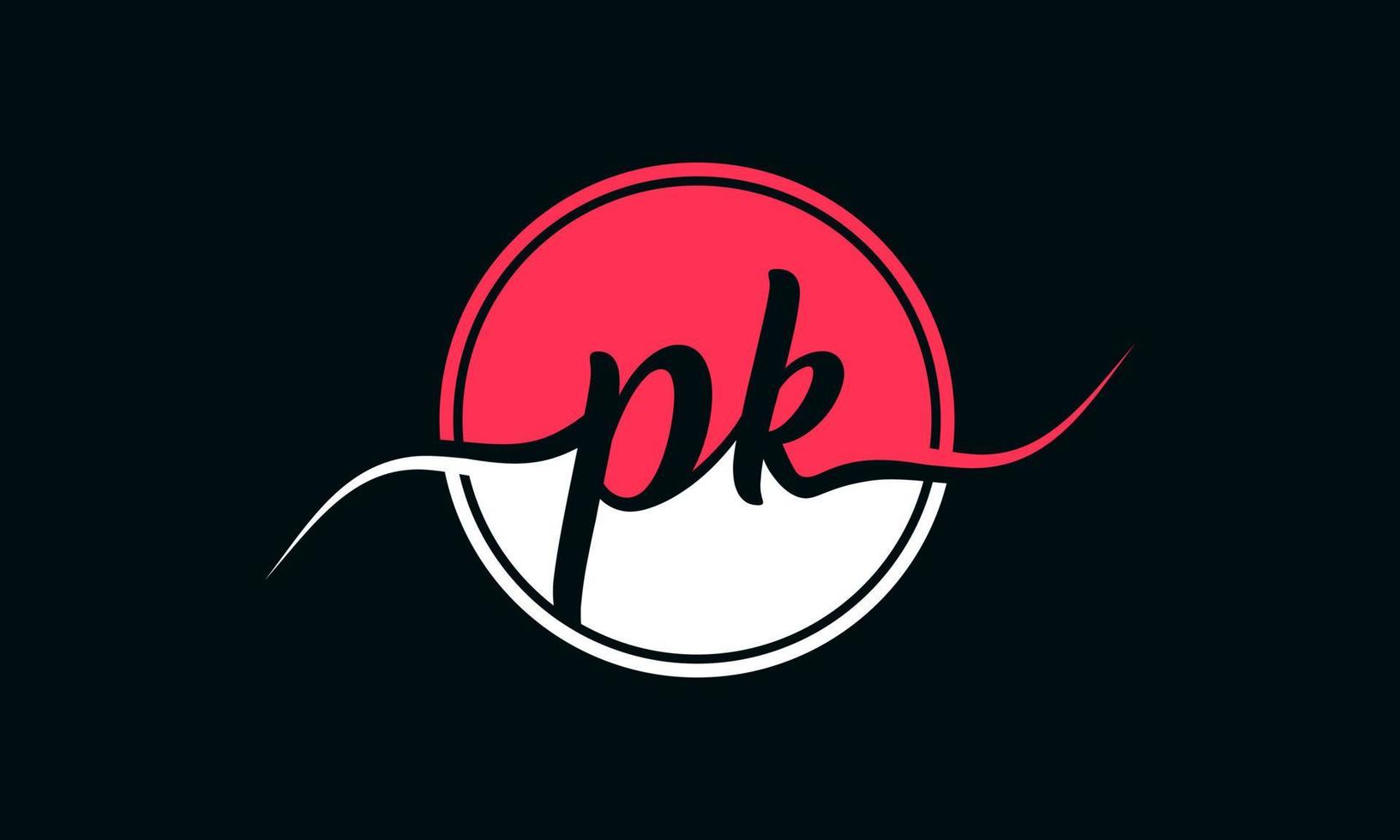 eerste pk brief logo met binnen cirkel in wit en roze kleur. pro vector. vector