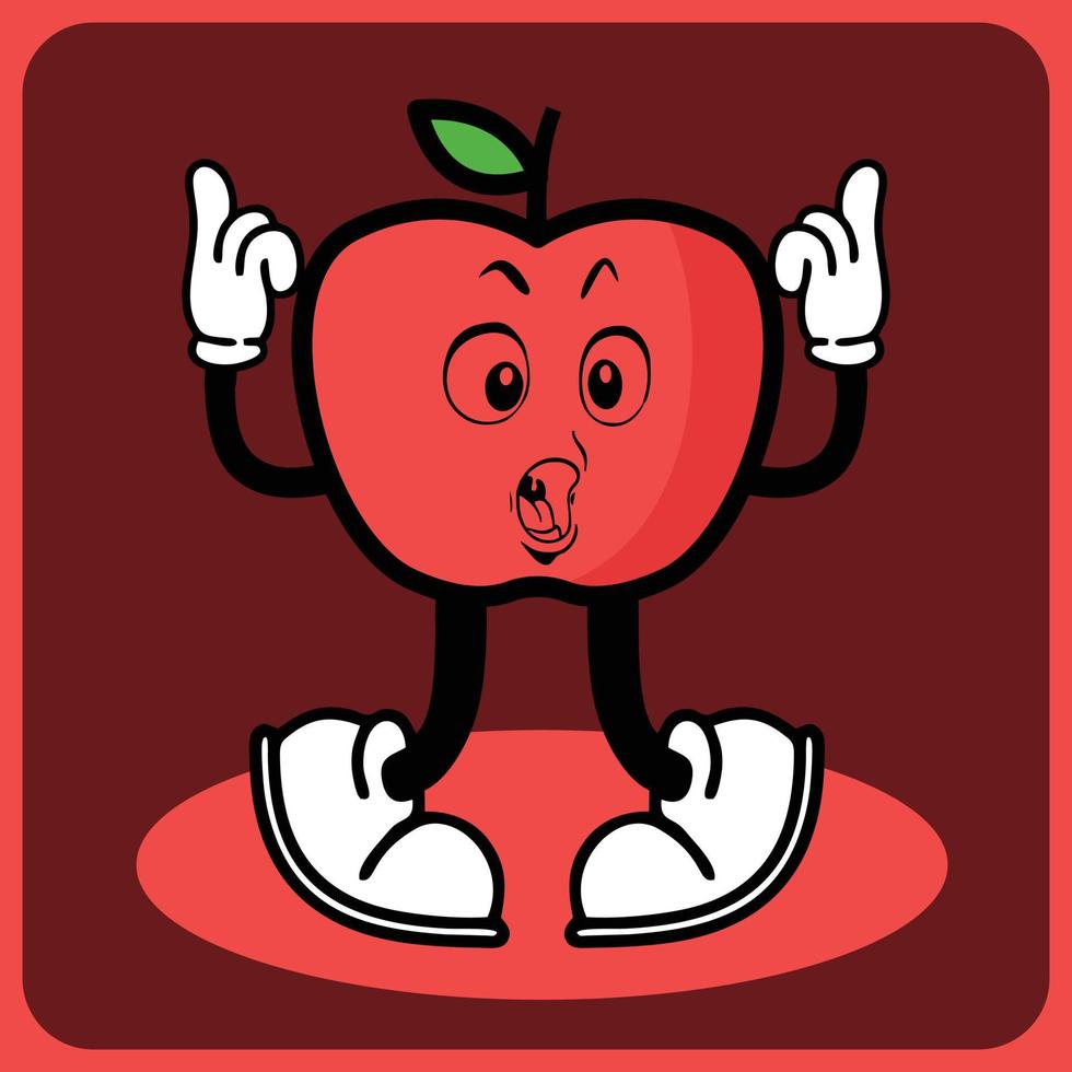 vector illustratie van een tekenfilm appel karakter met poten en armen