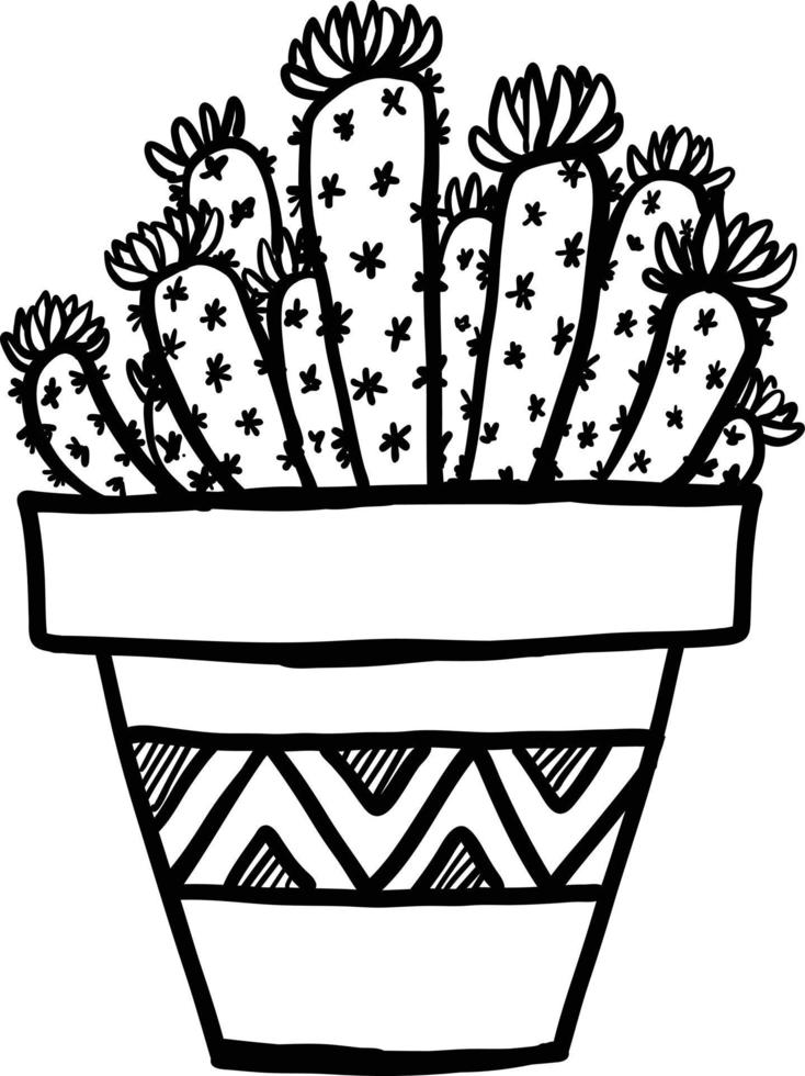 cactus fabriek ornament vector illustratie in zwart en wit kleuren