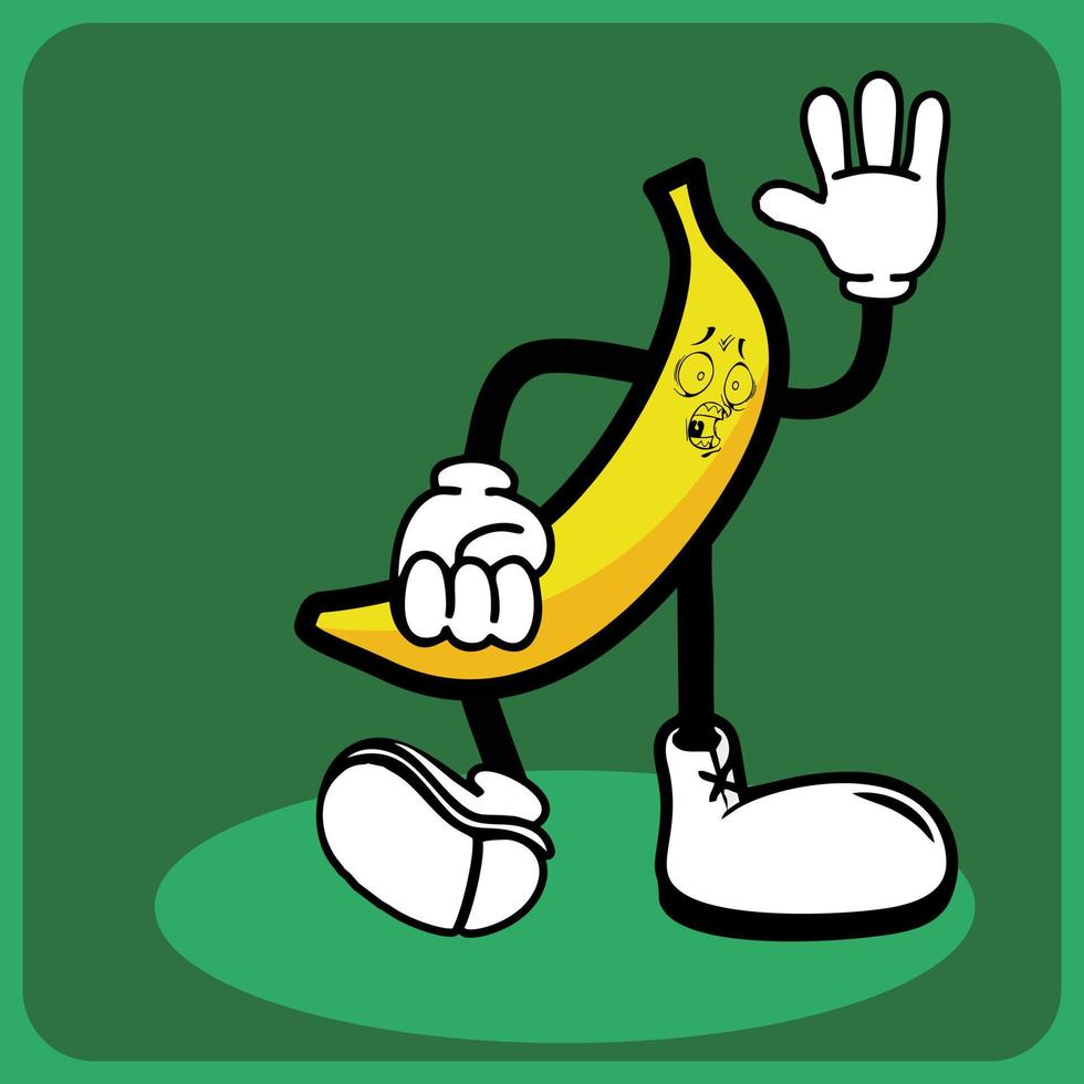 vector illustratie van een tekenfilm banaan karakter met poten en armen