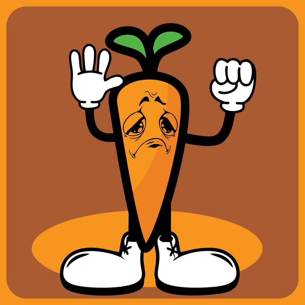 vector illustratie van een tekenfilm wortel karakter met poten en armen