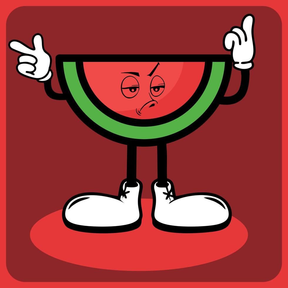 vector illustratie van een tekenfilm watermeloen karakter met poten en armen