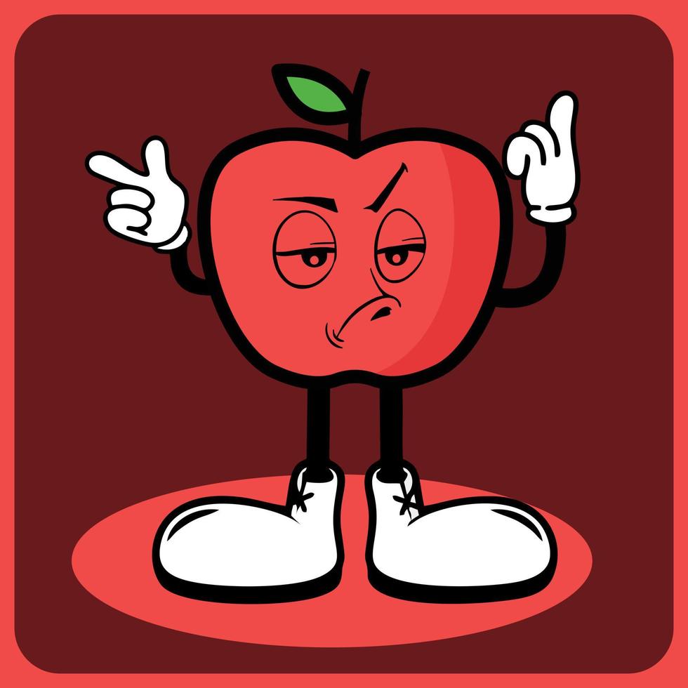 vector illustratie van een tekenfilm appel karakter met poten en armen