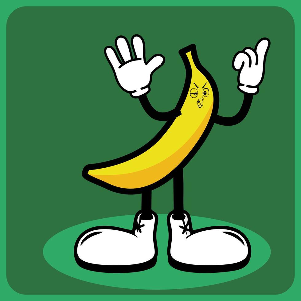 vector illustratie van een tekenfilm banaan karakter met poten en armen