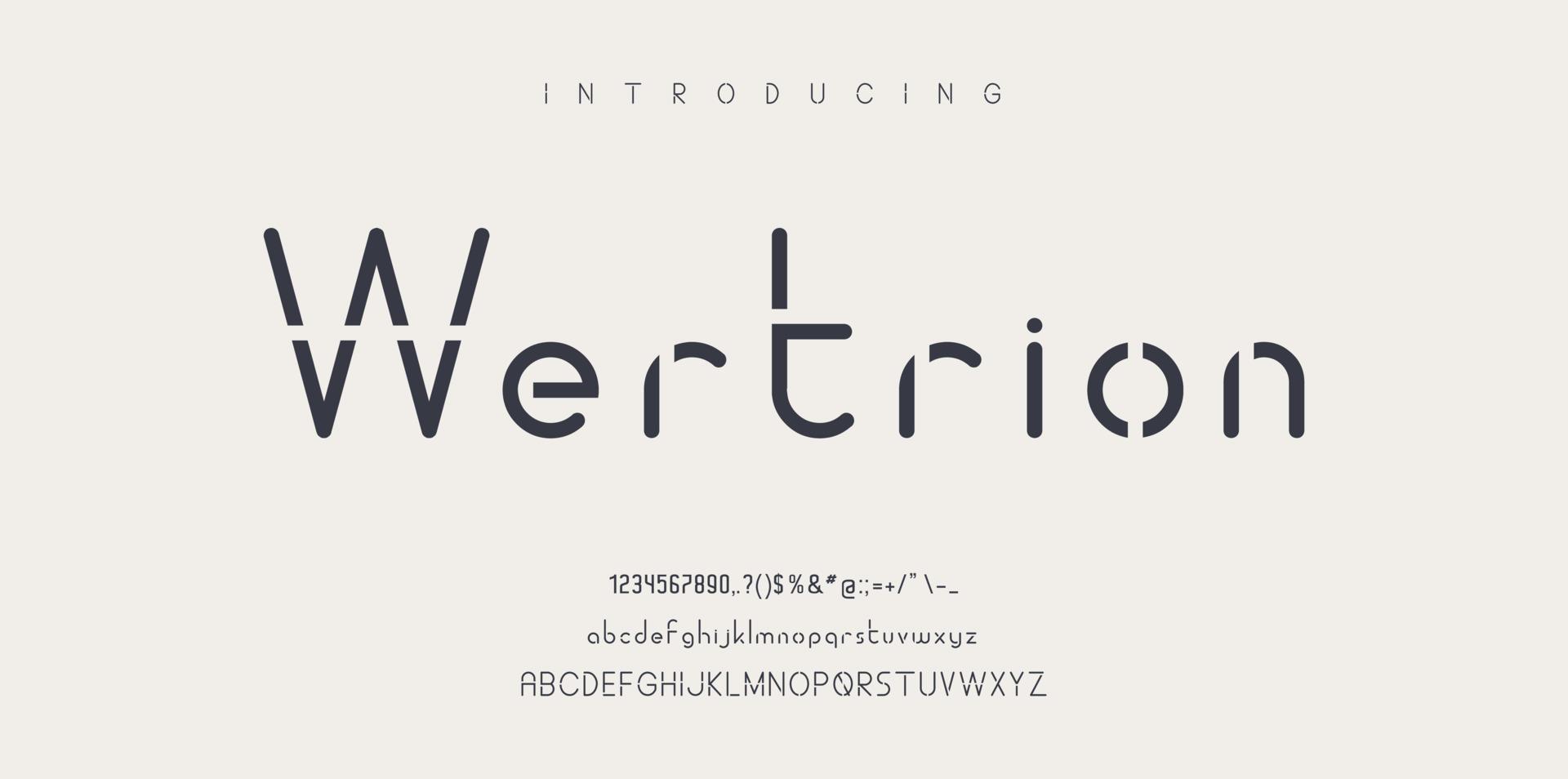 modieus alfabet brieven. typografie toekomst creatief ontwerp concept fonts en nummers. vector illustratie.