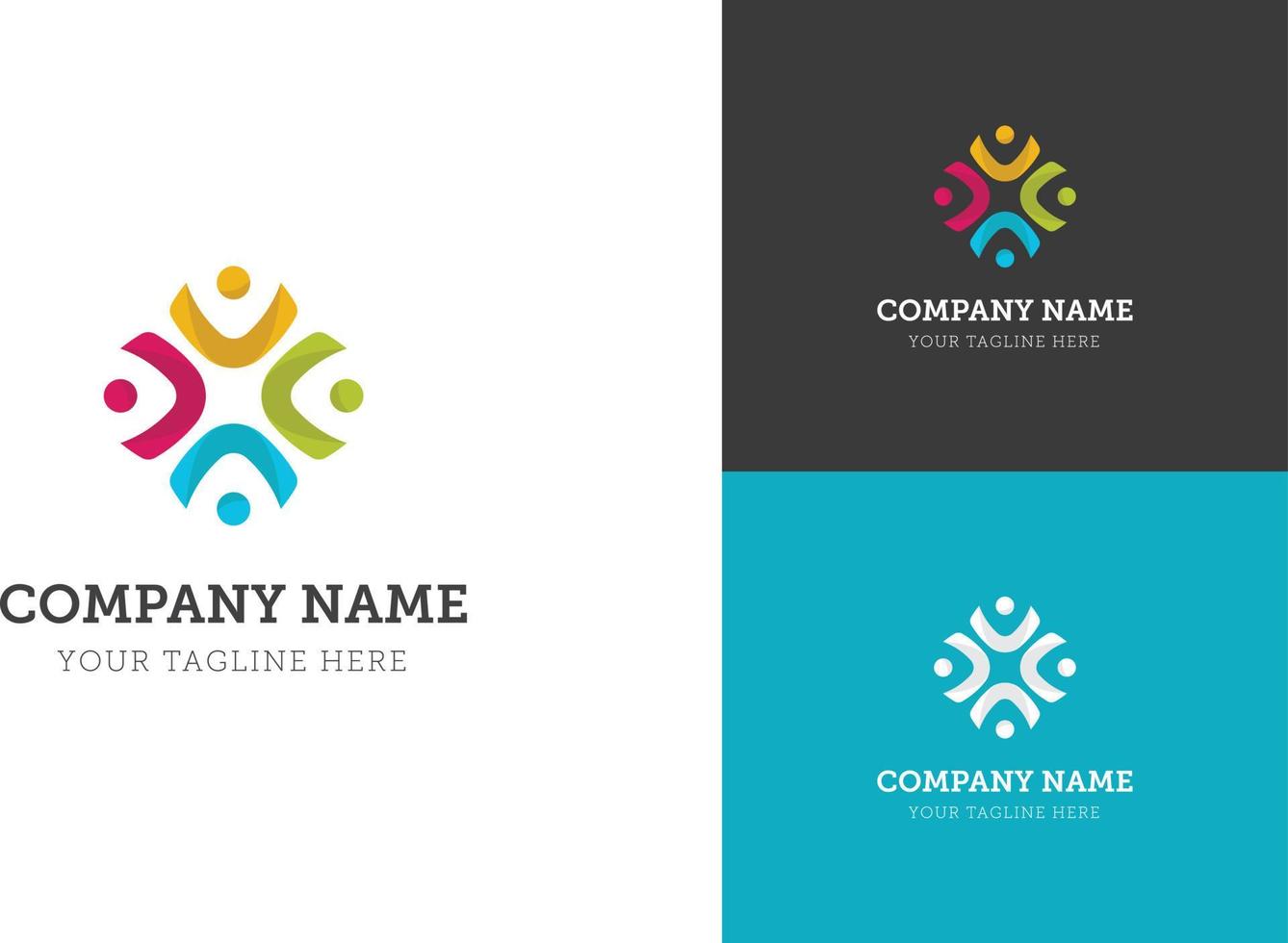creatief mensen logo ontwerp. adoptie en gemeenschap zorg logo sjabloon. een sociaal gemeenschap groep van mensen vector icoon of logo. kleurrijk eenheid logo.