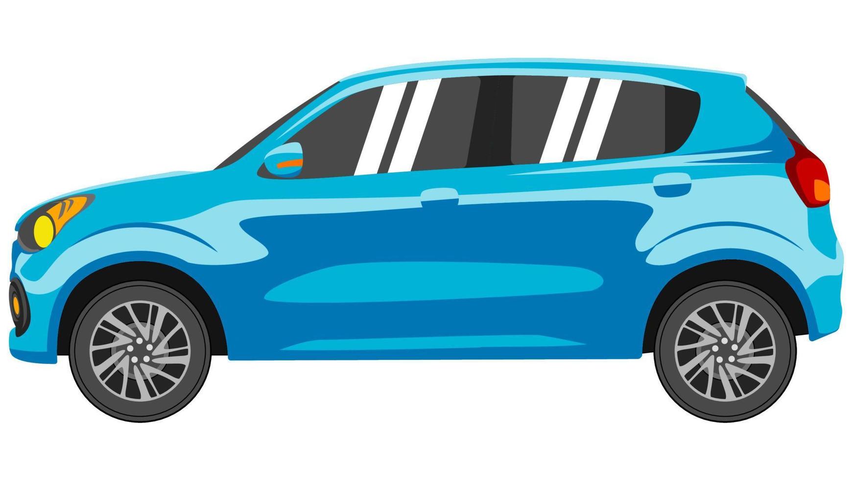 klein hatchback auto in helder kleur vector, realistisch auto vlak helder kleur vector illustratie