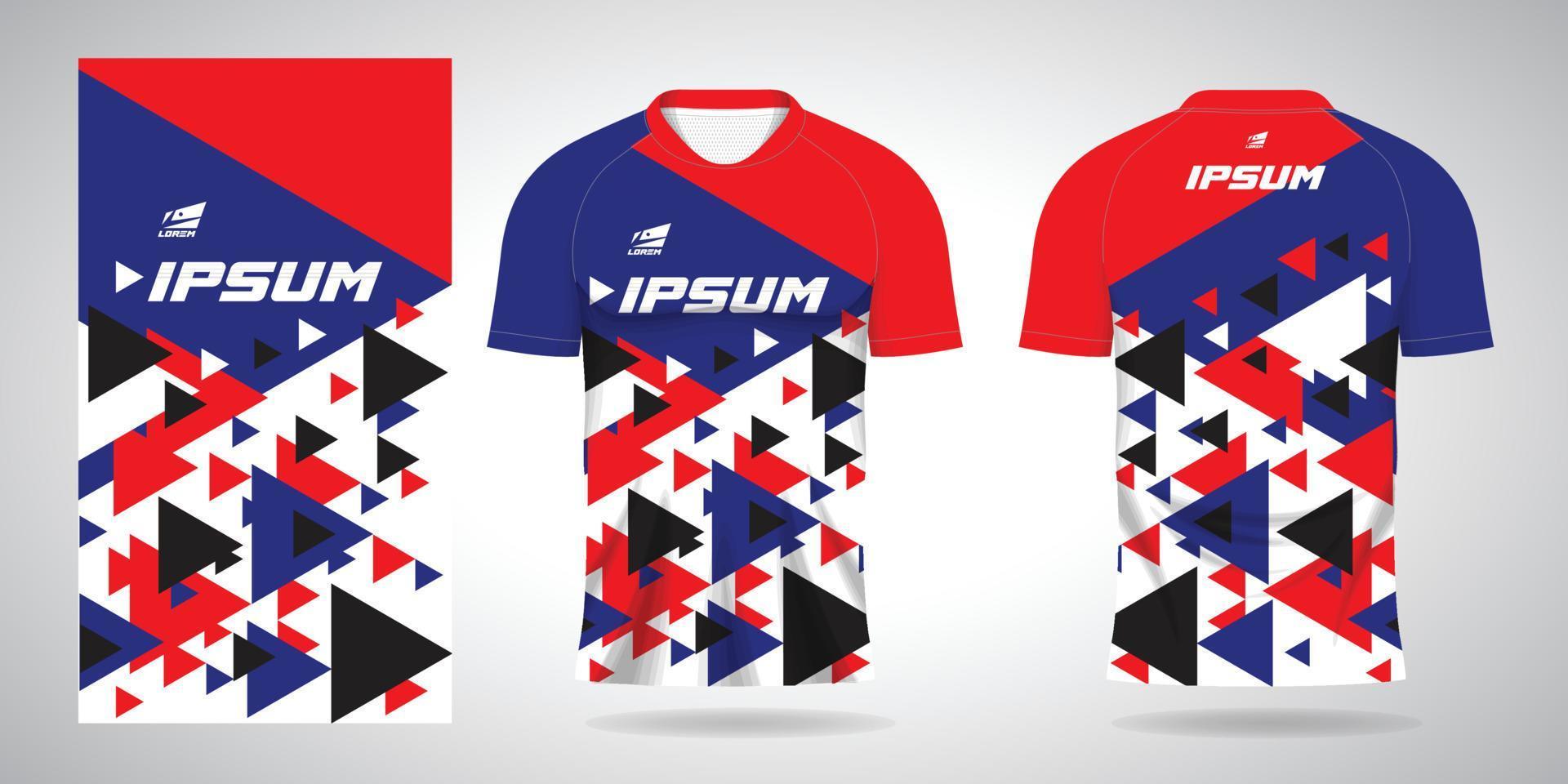 blauw rood zwart wit overhemd sport- Jersey sjabloon voor team uniformen en voetbal vector