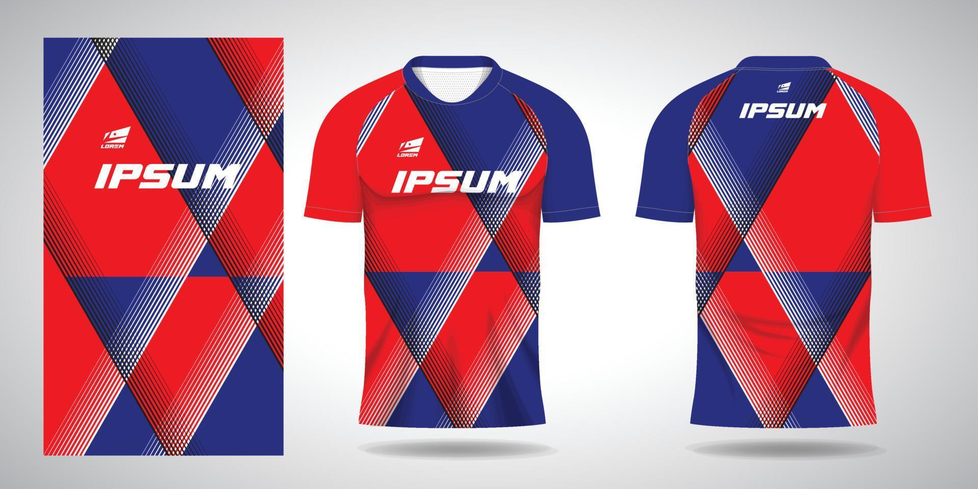 blauw rood zwart wit overhemd sport- Jersey sjabloon voor team uniformen en voetbal vector