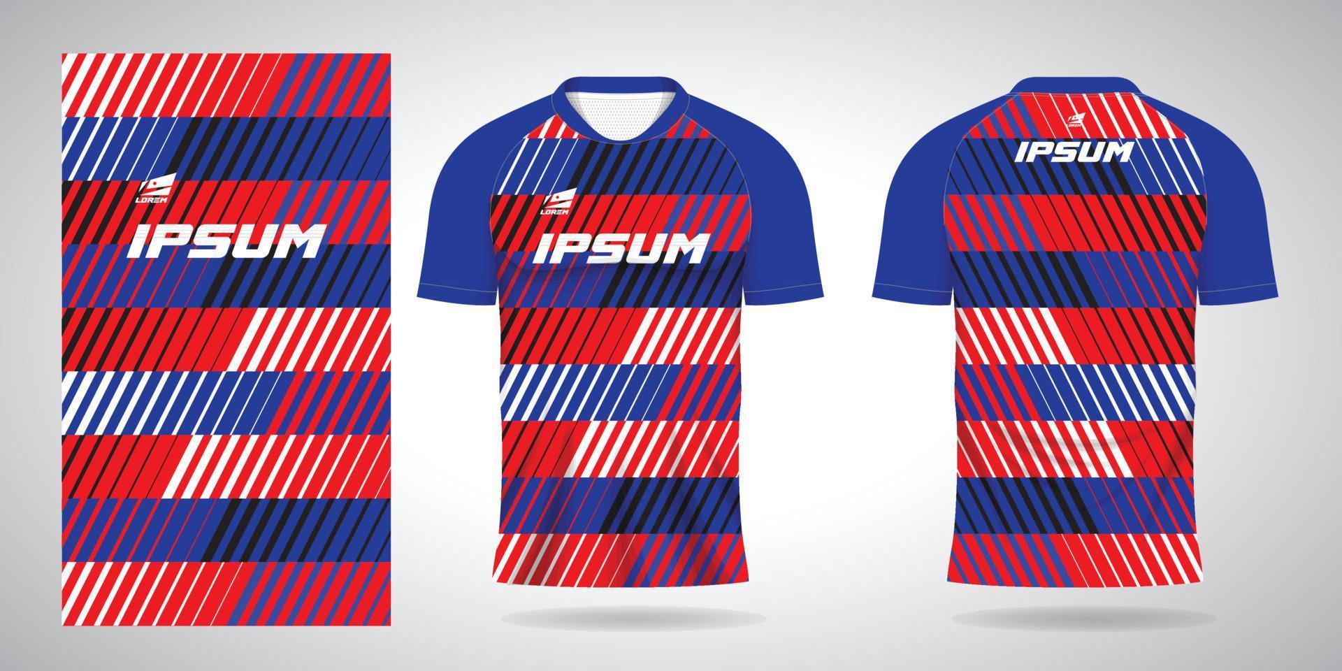 blauw rood zwart wit overhemd sport- Jersey sjabloon voor team uniformen en voetbal vector