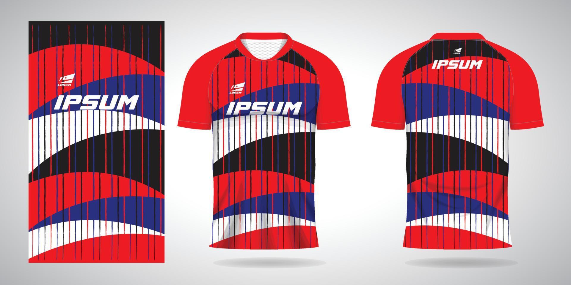 blauw rood zwart wit overhemd sport- Jersey sjabloon voor team uniformen en voetbal vector