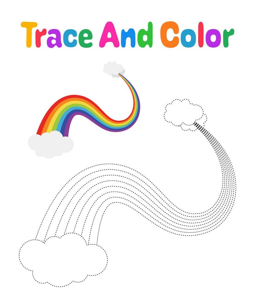 regenboog traceren werkblad voor kinderen vector