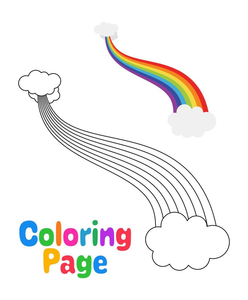 kleur bladzijde met regenboog voor kinderen vector