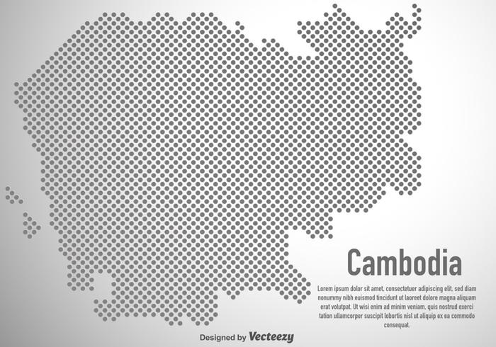 Vectorkaart van Kambodja in Halftone vector
