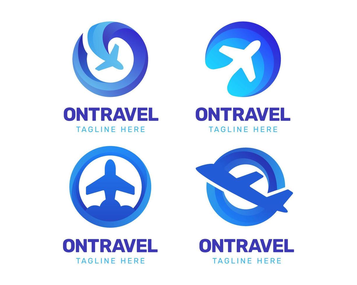 reeks van brief O reizen logo met blauw helling vector