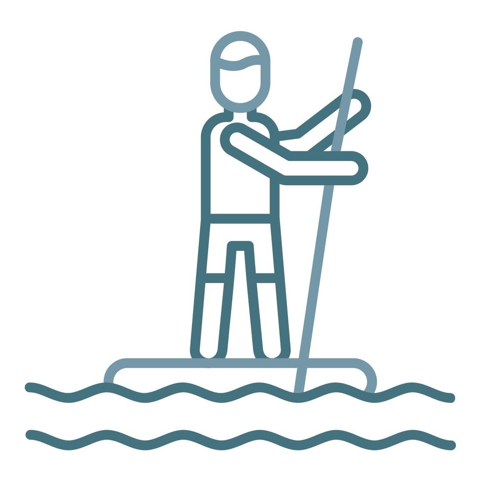 sta op paddle boarding lijn twee kleur icoon vector