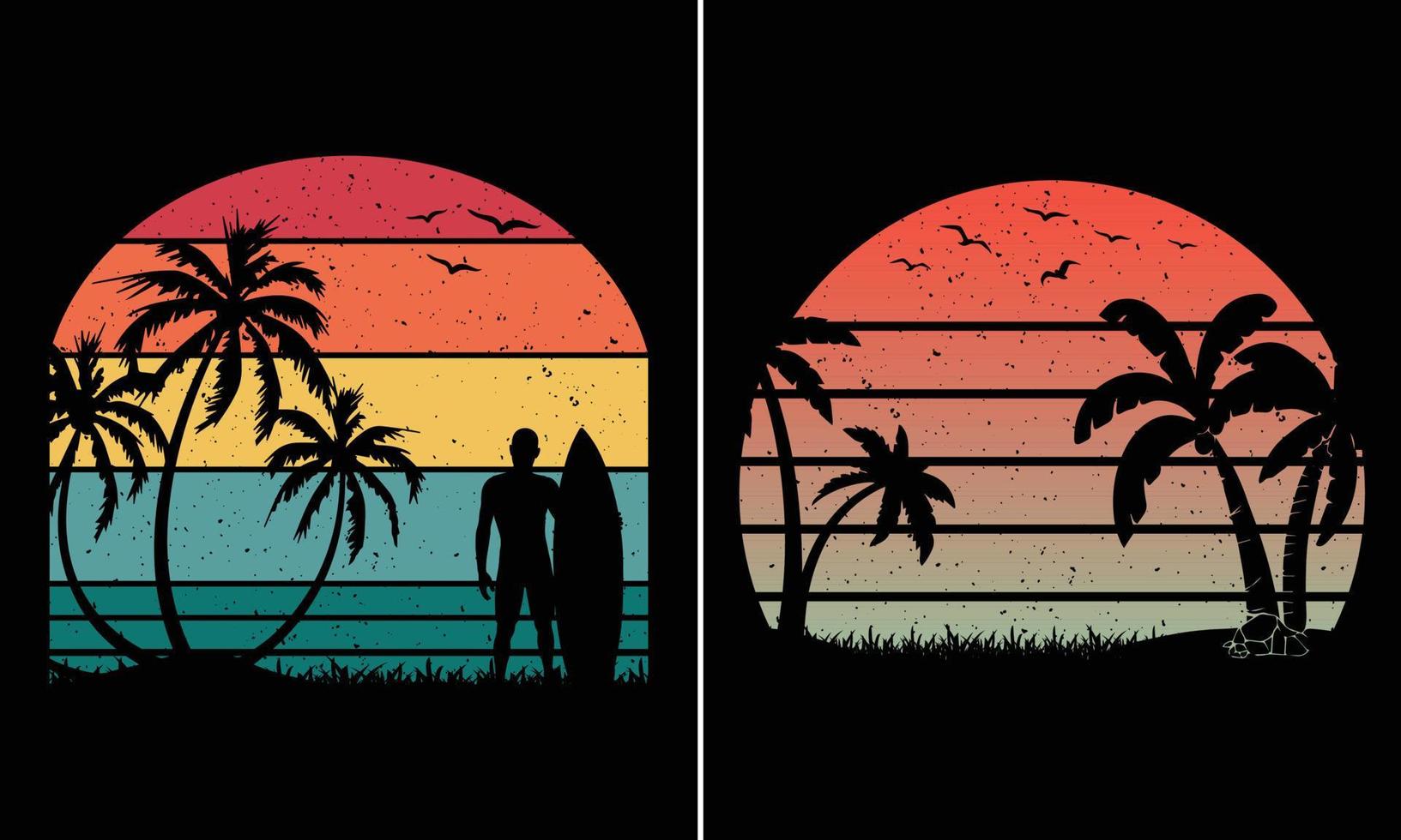 retro wijnoogst zonsondergang zomer strand t-shirt grafisch voor uw peul bedrijf vector