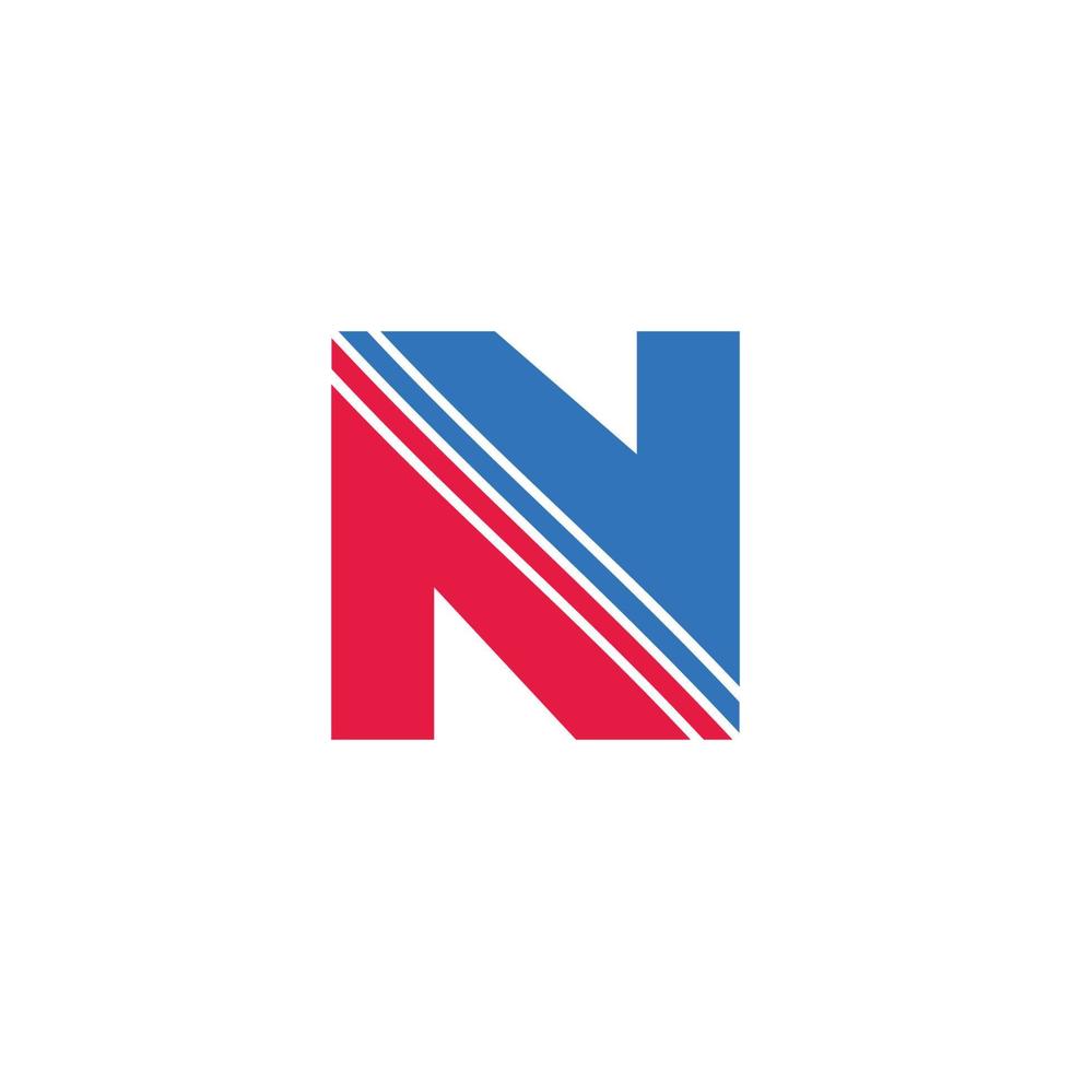 brief n strepen beweging meetkundig kleurrijk logo vector