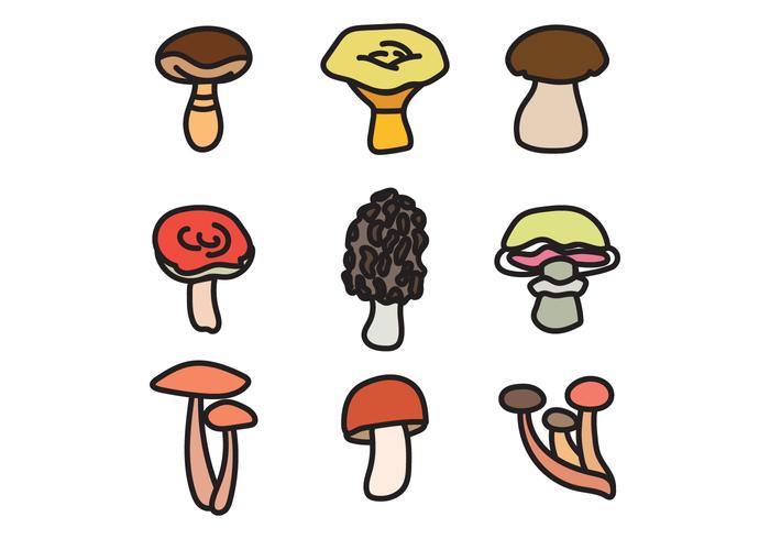 Dikke geschetste paddestoelen vector