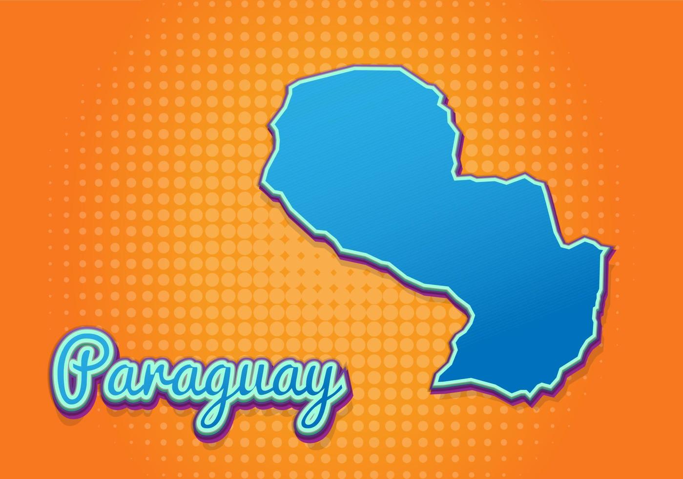 retro kaart van Paraguay met halftone achtergrond. tekenfilm kaart icoon in grappig boek en knal kunst stijl. cartografie bedrijf concept. Super goed voor kinderen ontwerp, educatief spel, magneet of poster ontwerp. vector