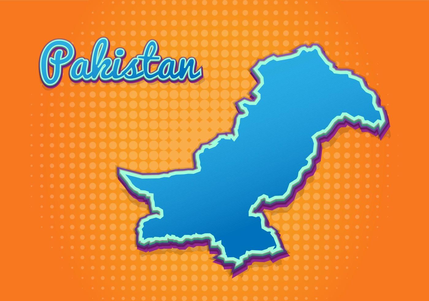 retro kaart van Pakistan met halftone achtergrond. tekenfilm kaart icoon in grappig boek en knal kunst stijl. cartografie bedrijf concept. Super goed voor kinderen ontwerp, educatief spel, magneet of poster ontwerp. vector