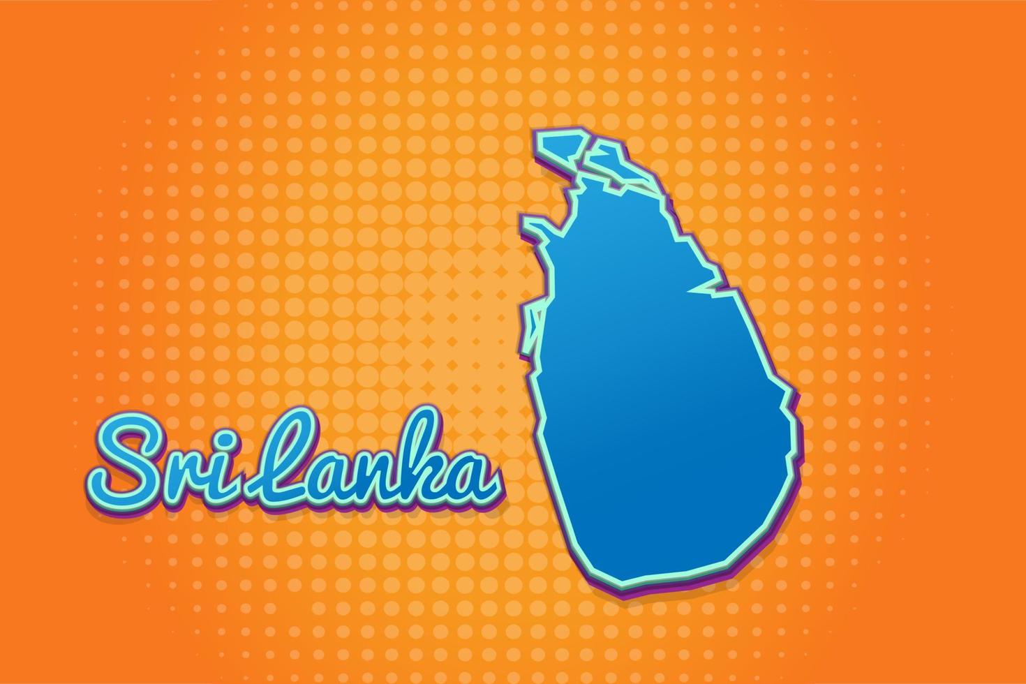 retro kaart van sri lanka met halftone achtergrond. tekenfilm kaart icoon in grappig boek en knal kunst stijl. cartografie bedrijf concept. Super goed voor kinderen ontwerp, educatief spel, magneet of poster ontwerp. vector