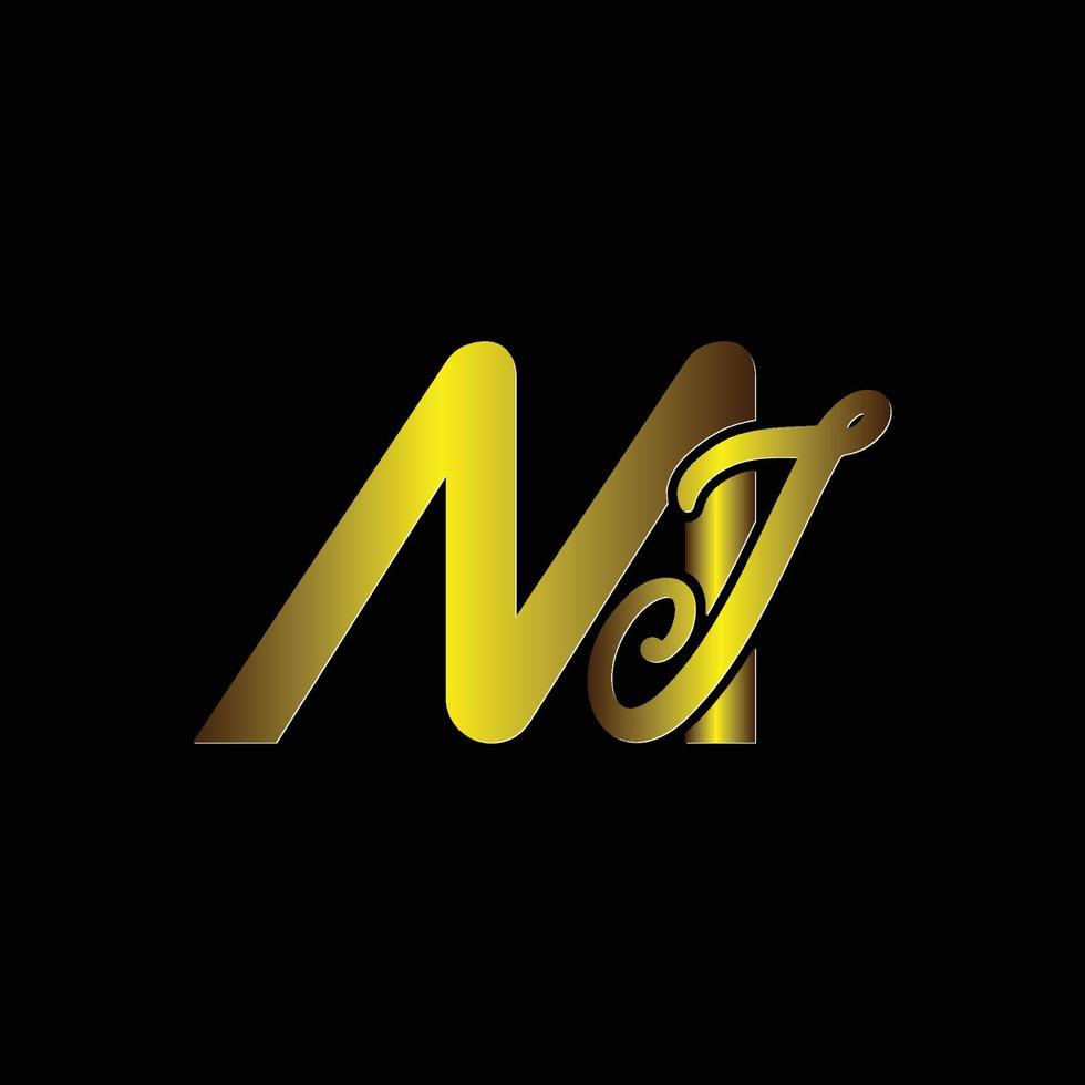 mj tekst logo vector ontwerp, alfabet logo middelen