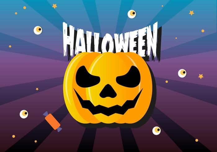 Gratis platte Halloween pompoen vectorillustratie vector