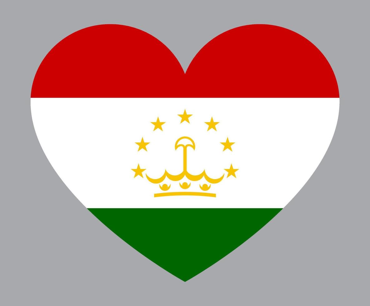vlak hart vormig illustratie van Tadzjikistan vlag vector