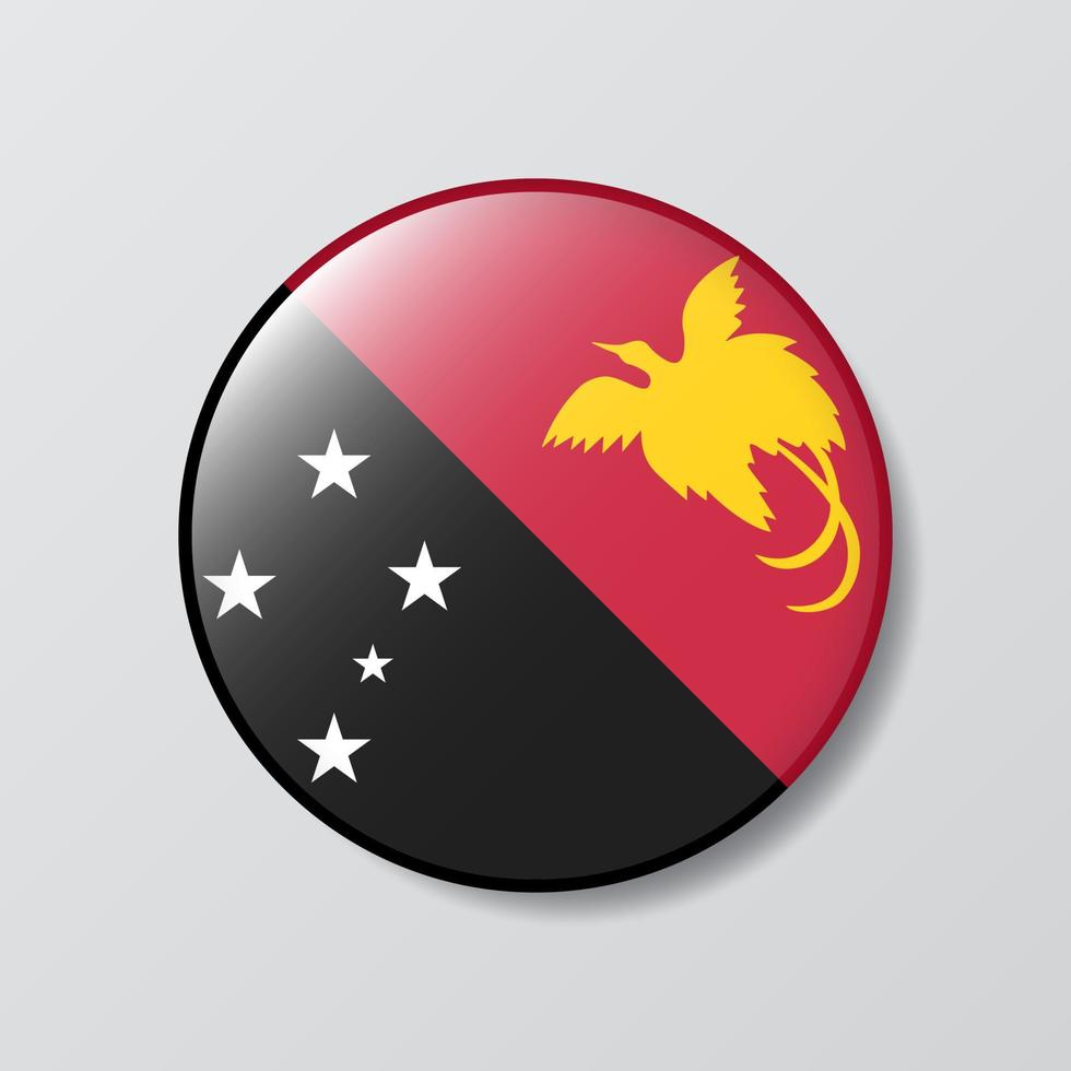 glanzend knop cirkel vormig illustratie van Papoea nieuw Guinea vlag vector