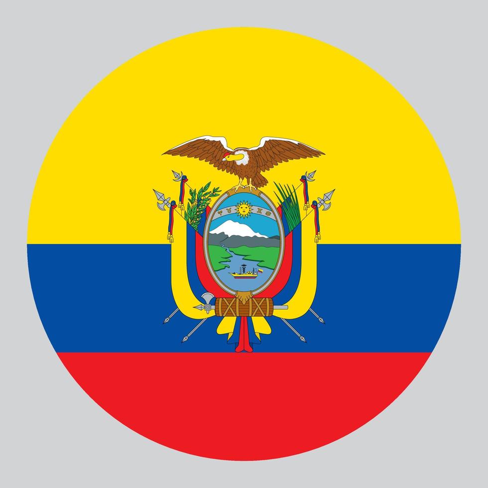 vlak cirkel vormig illustratie van Ecuador vlag vector