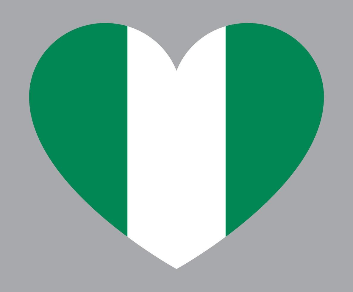 vlak hart vormig illustratie van Nigeria vlag vector