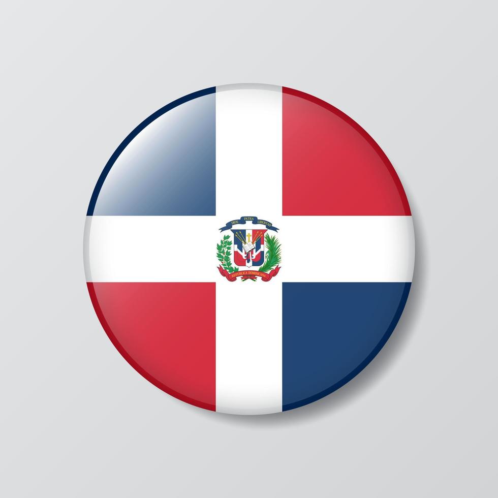 glanzend knop cirkel vormig illustratie van dominicaans republiek vlag vector
