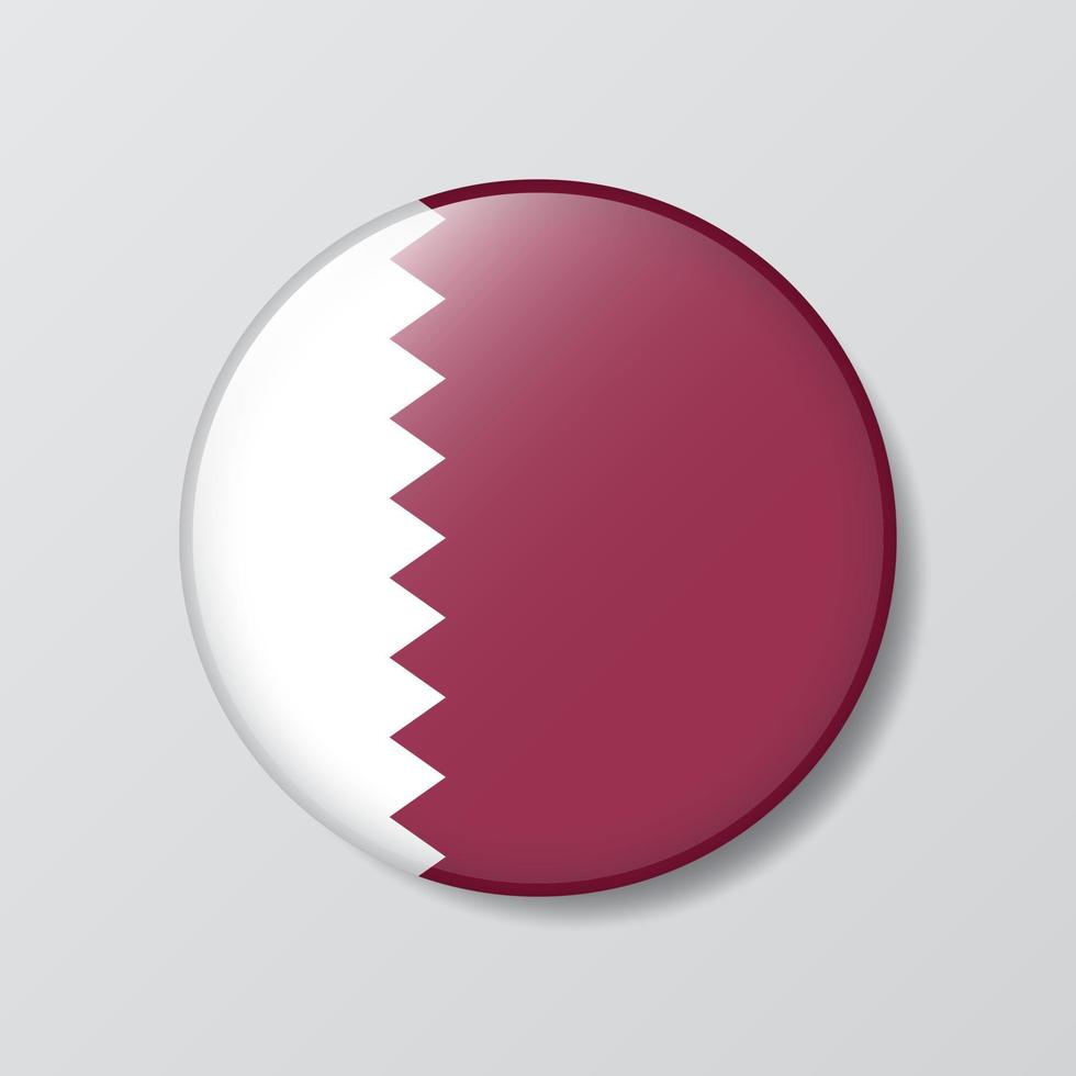 glanzend knop cirkel vormig illustratie van qatar vlag vector