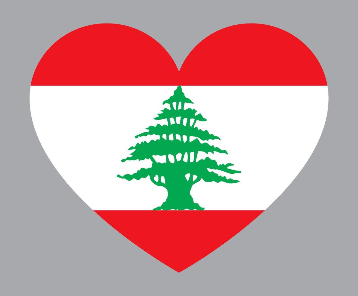 vlak hart vormig illustratie van Libanon vlag vector