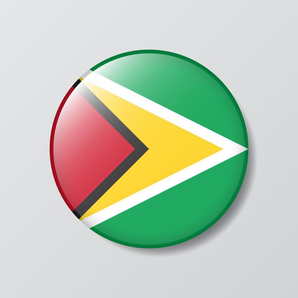 glanzend knop cirkel vormig illustratie van Guyana vlag vector