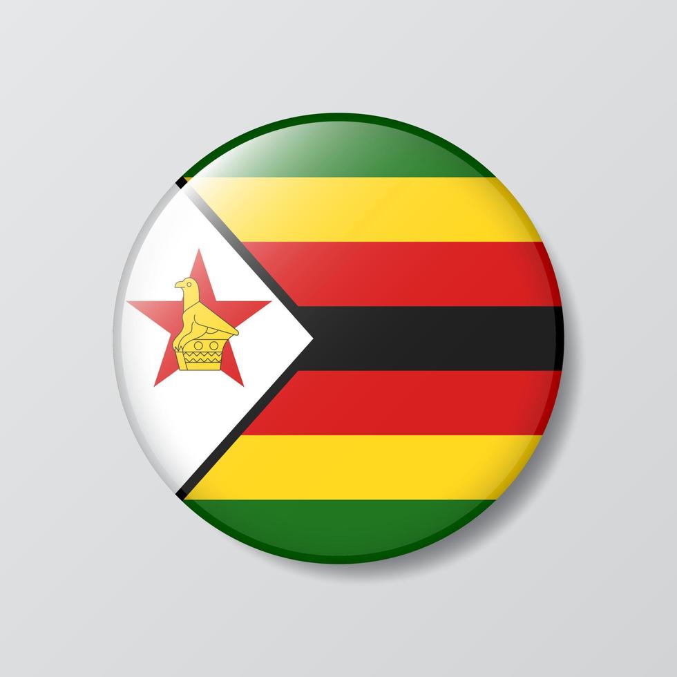 glanzend knop cirkel vormig illustratie van Zimbabwe vlag vector