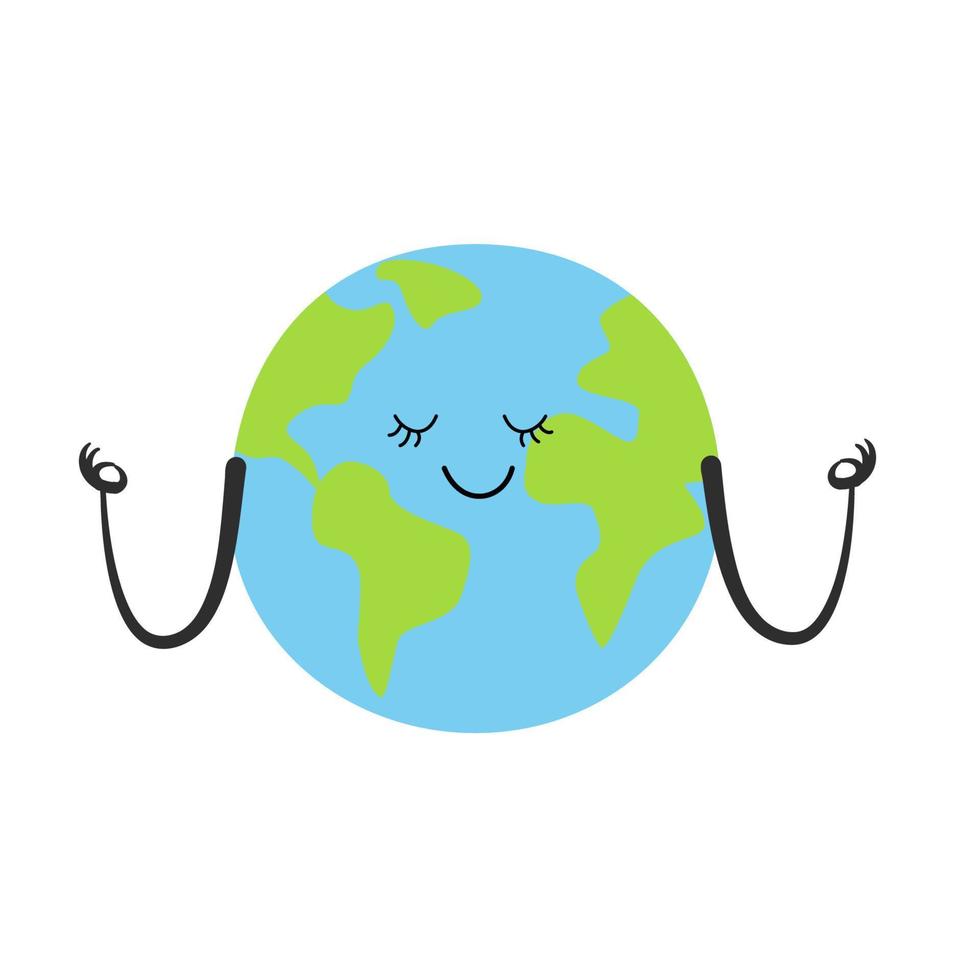 schattig glimlachen aarde planeet geïsoleerd Aan wit achtergrond. aarde dag, wereld milieu dag concept ontwerp. vector tekenfilm karakter illustratie.